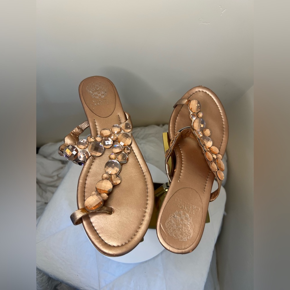 Vince Camuto Bronze Beaded Sandals